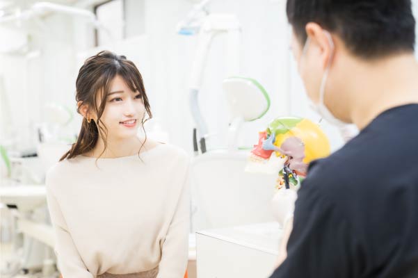 歯科医師が問診をしている画像